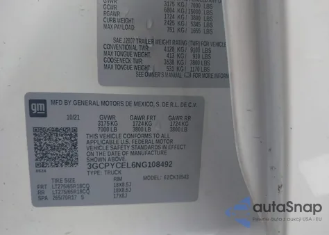 2022 Chevrolet Silverado 1500 Ltd 4Wd Short Bed Custom Trail Boss из США, поврежденный, VIN 3GCPYCEL6NG108492